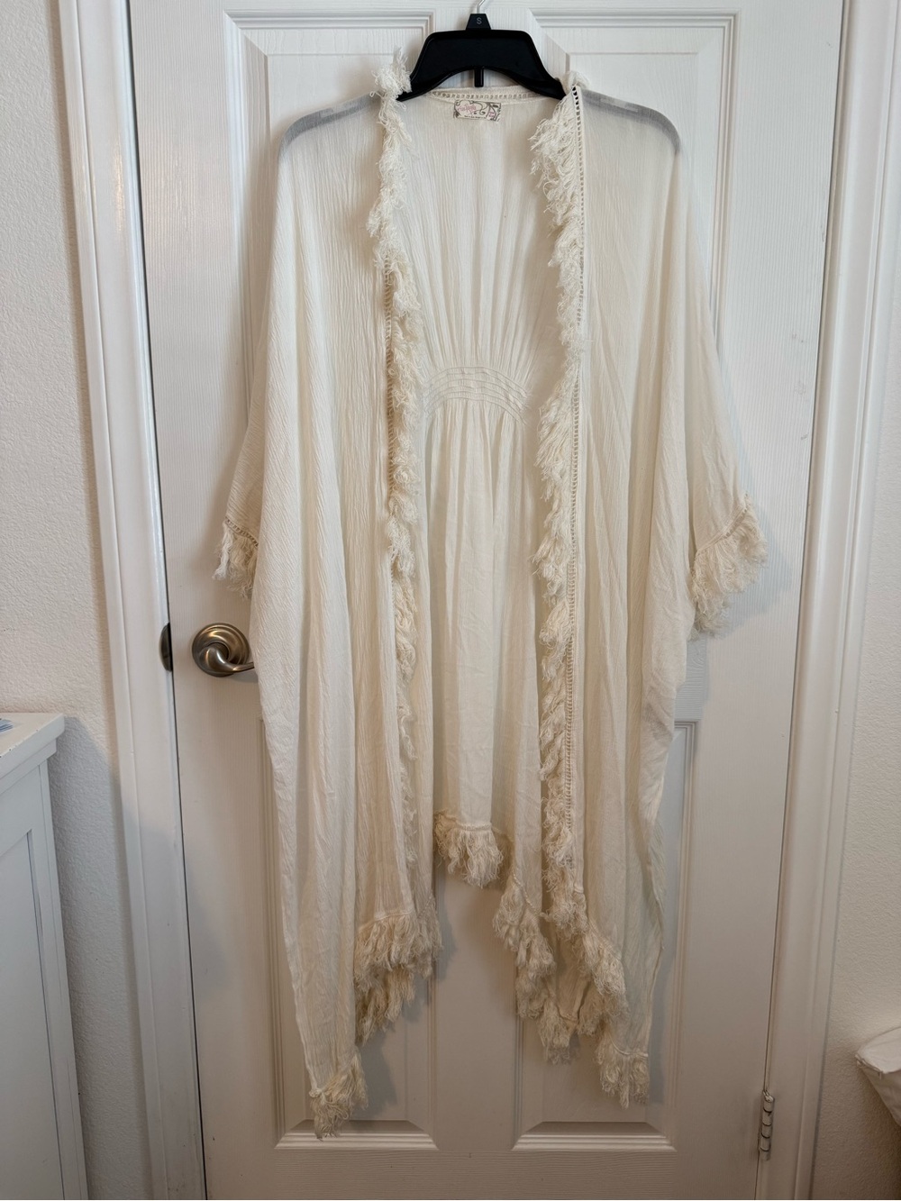 Free People Ivory Fringe Kimono Cover-Up